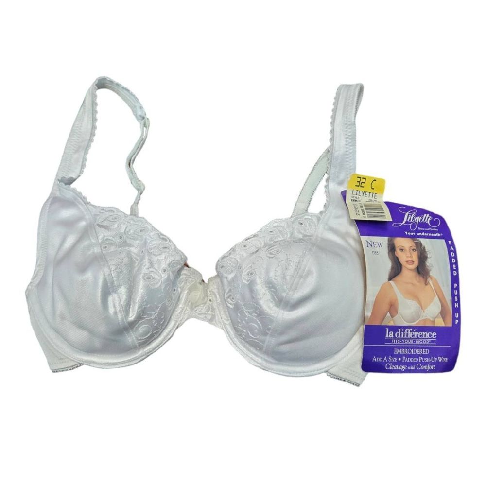 Lilyette NEW Tags White Underwire Padded Push Up Bra 32C